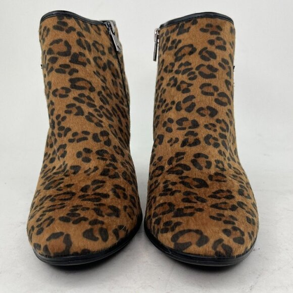 Libby Edelman Claudia 9M Leopard Animal Print Heeled Ankle Bootie Boots Mob Wife - Picture 3 of 16
